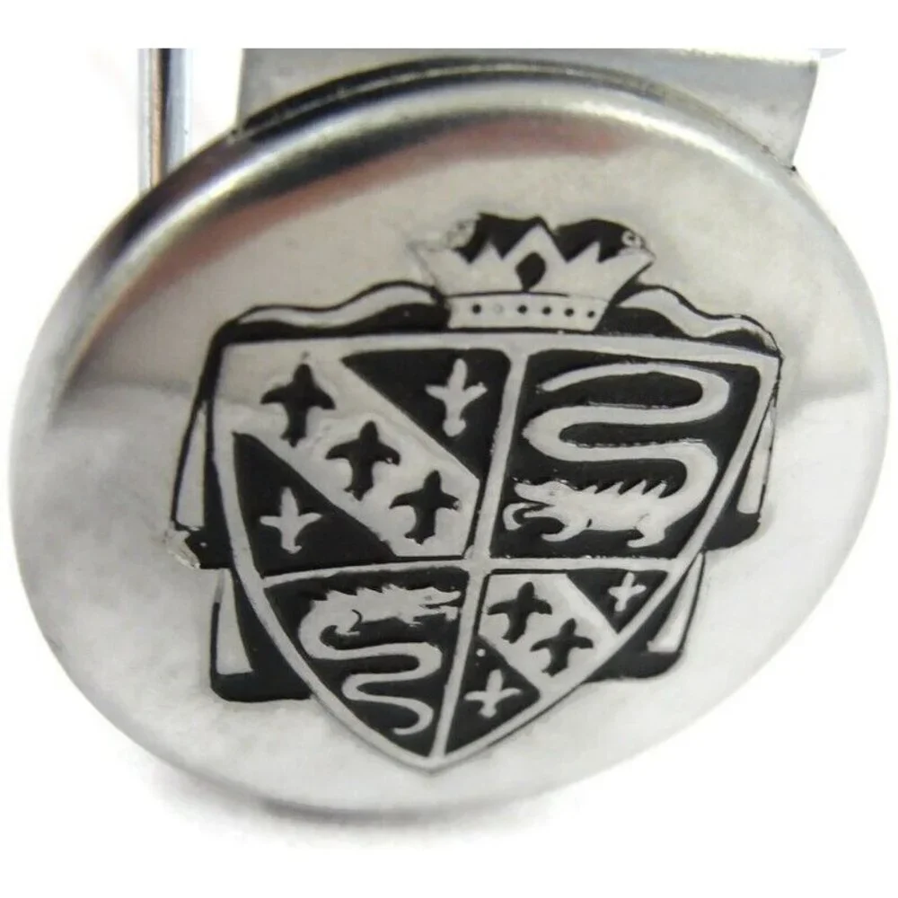 Vintage Silver Tone Crest Money Clip Men Wallet ID Credit Card Holder